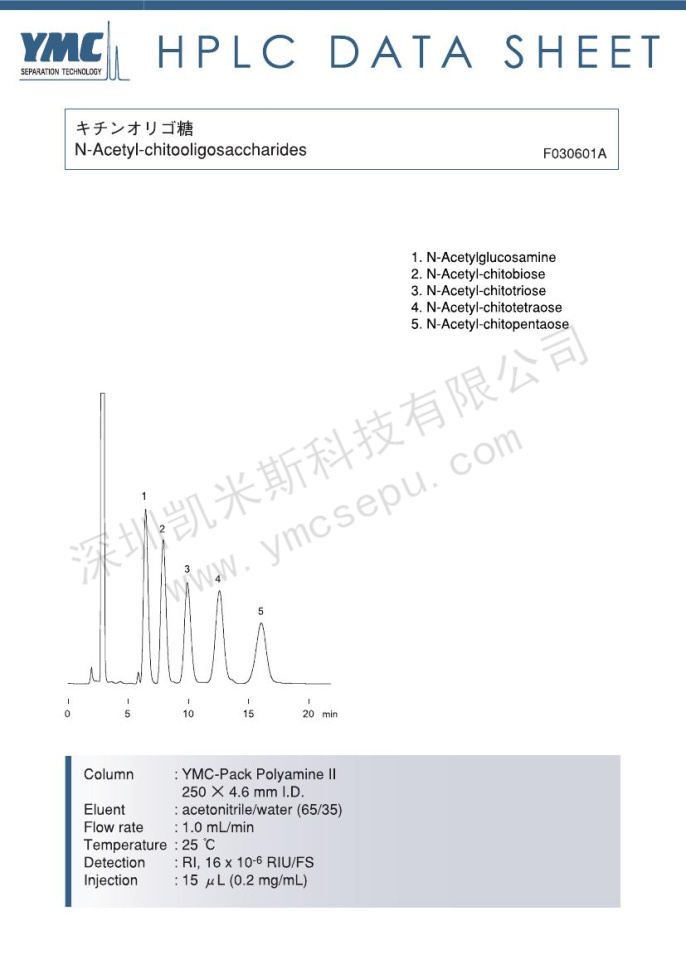 N-乙?；?殼低聚糖分離的液相色譜圖